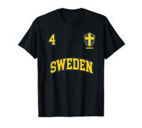 Sweden Team Sports Number 4 Soccer Swedish Flag T-Shirt