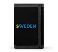 Sweden Text Art Trifold Men's Wallets with 8 Card Slots & Key Hook Slim Travel Purse Money Clip