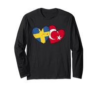Sweden Turkey Heart Flag Türkiye Swedish Turkish Heritage Long Sleeve T-Shirt