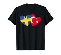 Sweden Turkey Heart Flag Türkiye Swedish Turkish Heritage T-Shirt