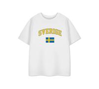 Sweden Unisex Kids White T-Shirt | Sverige Flag Graphic Design Tee for Boys & Girls | Scandinavian Sports Fan Merchandise