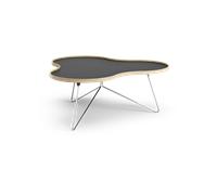 Swedese Flower table 107x114 cm Black, 45cm, oak edge, chrome stand