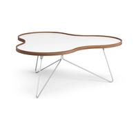 Swedese Flower table 107x114 cm H45cm-white-walnut edge-chrome
