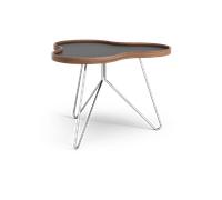 Swedese Flower table 62x66 cm Black, 45cm, walnut edge, chrome base