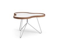 Swedese Flower table 62x66 cm White, 39cm, walnut edge, chrome base