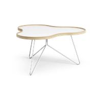 Swedese Flower table 84x90 cm 45 cm-white-oak edge-chrome