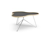 Swedese Flower table 84x90 cm Black, 45cm, oak edge, chrome base