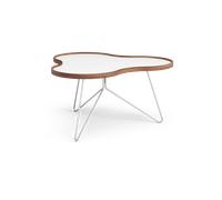 Swedese Flower table 84x90 cm White, 45cm, walnut edge, chrome base