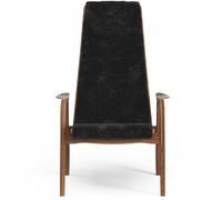 Swedese Lamino High Armchair Lacquered Walnut/Black/Sheepskin