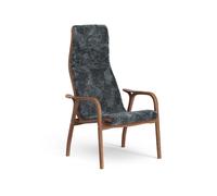 Swedese Lamino High Armchair Lacquered Walnut/Coal/Sheepskin