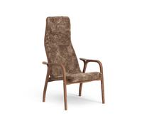 Swedese Lamino High Armchair Lacquered Walnut/Sahara/Sheepskin