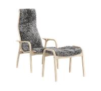 Swedese - Lamino Armchair With Footstool, Anniversary Edition, Sheepskin / Pinewood - Grey