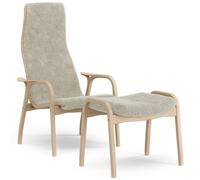 Swedese - Lamino Armchair With Footstool Sheepskin, Moonlight / Lacquered Beech - Moonlight