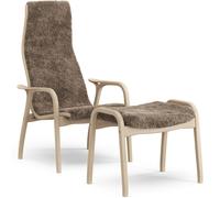 Swedese - Lamino Armchair With Footstool Sheepskin, Sahara / Lacquered Beech - Sahara