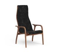 Swedese Lamino High Armchair Lacquered Walnut/Black/Sheepskin