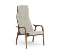 Swedese Lamino High Armchair Lacquered Walnut/Moonlight/Sheepskin