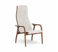 Swedese Lamino High Armchair Lacquered Walnut/Off White/Sheepskin