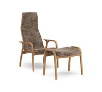 Swedese Lamino High Armchair With Footstool Oiled Oak/Sahara/Sheepskin