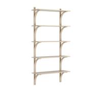 Swedese - Levi Wall Shelf 90 cm Big, Brass / White Pigmented Oak - White Pigmented Oak