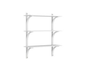Swedese - Levi Wall Shelf 90 cm Medium, Brass / White Stained Ash - White Stained