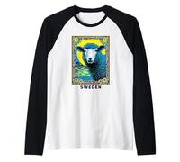 Swedish American Sweden Travel Psychedelic Sheep Souvenir Raglan Baseball Tee