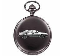 Swedish Car 9000 CS ref222 Pewter Effect Design on a Polished Black case Men's Gift Quartz Pocket Watch fob