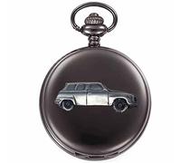Swedish car 96 V4 ref220 Pewter Effect Design on a Polished Black case Men's Gift Quartz Pocket Watch fob