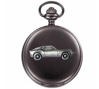 Swedish Car Sonette 2 ref217 Pewter Effect Design on a Polished Black case Men's Gift Quartz Pocket Watch fob