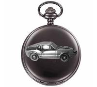 Swedish Car Sonette 2 V4 ref218 Pewter Effect Design on a Polished Black case Men's Gift Quartz Pocket Watch fob