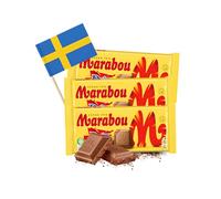 Swedish Chocolate Bundle Includes: 3x Marabou Milk Chocolate with Crunchy Daim Bar (200g each) | & Sweden Mini Flag for an Authentic Nordic Gift by Donny & Dev