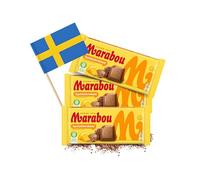 Swedish Chocolate Bundle Includes: 3x Marabou Milk Chocolate With Orange Crisp (160g each) | & Sweden Mini Flag for an Authentic Nordic Gift by Donny & Dev