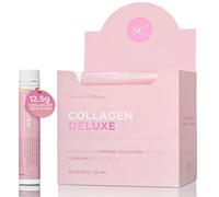 Swedish Collagen Deluxe | 12,500 mg Hydrolysed Marine Collagen Liquid Supplement - 20 x 25 ml Daily Shots | Hyaluronic Acid, Biotin and Vitamin C for Healthy Hair, Skin, Nails and Joints | Sugar-Free