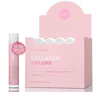 Swedish Collagen Deluxe | 12,500 mg Hydrolysed Marine Collagen Liquid Supplement - 30 x 25 ml Daily Shots | Hyaluronic Acid, Biotin and Vitamin C for Healthy Hair, Skin, Nails and Joints | Sugar-Free