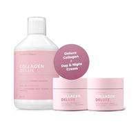Swedish Collagen Deluxe - Hydrolysed Marine Collagen Liquid & Anti-Aging Day & Night Creams Bundle | Biotin Supplement & Retinol Face Moisturiser Treatments for Healthy Hair, Skin, Nails & Joints