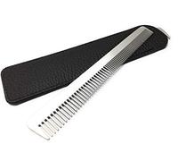 Swedish Crown Professional Men's Comb with Real Leather Case Aluminium Comb 15.5 cm (Anti-Static) Metal Comb Fine + Wide Teeth Beard Comb in Salon Design (2261 A-Et)
