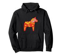 Swedish Dala Horse Folk Art Scandinavian Sweden Pullover Hoodie