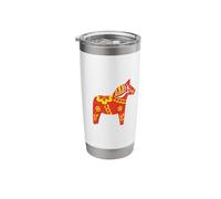 Swedish Dala Horse Folk Art Scandinavian Sweden Stainless Steel Insulated Tumbler