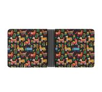 Swedish Dala Horse Folk Pattern Mens Wallet Printed Card Holder Bifold Wallets Purse Coin Pocket