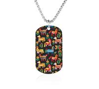 Swedish Dala Horse Folk Pattern Necklace for Women Men Photo Necklaces Pendant Personalized Memorial Jewelry