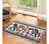 Swedish Dala Horse Folk Pet Food Mat 17.2x11.81in Absorbent Non-Slip PU Leather Feeding Mat for Dogs Cats Rubber Bottom Fast Drying Rollable Pet Bowl Placemat