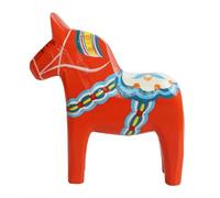Swedish Dala Horse Statue Collection - Traditional Pine Wood Sculpture, Desktop Ornament for Bedroom Living Room Fireplace Decor Gift (Red) (Red)