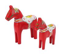 Swedish Dala Horse Statue, Fine Carving 1Pair Ingenious Density Board Wooden Swedish Dala Horse for Ornaments