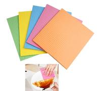 Swedish Dishcloth 5 Pack - Eco-Friendly, Biodegradable & Sustainable Kitchen Sponge Alternative - Absorbent, Odor-Free & Reusable Bamboo Waffle Weave Dish Cloths - Multicolor