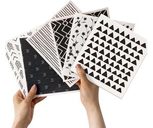 Swedish Dishcloth Set of 6 - Reusable Cellulose Wooden Fiber Kitchen Sponge Dish