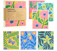 Swedish Dishcloth Set of 6, Reusable Kitchen Dish Rags for Cleaning, Absorbent & Quick Drying Dish Towels, Biodegradable Kitchen Rags, No Odor Washable Cellulose Sponge Cloths (Tropical style)