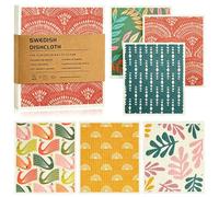 Swedish Dishcloth Set of 6, Reusable Kitchen Dish Rags for Cleaning, Absorbent & Quick Drying Dish Towels, Biodegradable Kitchen Rags, No Odor Washable Cellulose Sponge Cloths (Vintage Floral)