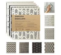 Swedish Dishcloths, 6 Pcs Sponge Cloths, Kitchen Cleaning Cloth, Reusable Dish Cloths, for Cleaning Pots and Bowls(Geometric, 19.5cm * 17cm)