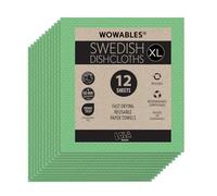 Swedish Dishcloths for Kitchen XL, 12 Sheet Roll, Biodegradable & Compostable, Reusable Paper Towel Cleaning Cloths, 11" x 10", No Odor, Washing Dishes, Ultra Absorbent Cellulose Sponge Towel, By LOLA