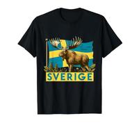 Swedish Elk Sverige Sweden Flag Value Graphic T-Shirt, Men, Black, L