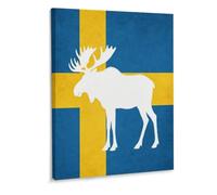 Swedish Flag and Moose Modern Wall Art Artwork Pictures